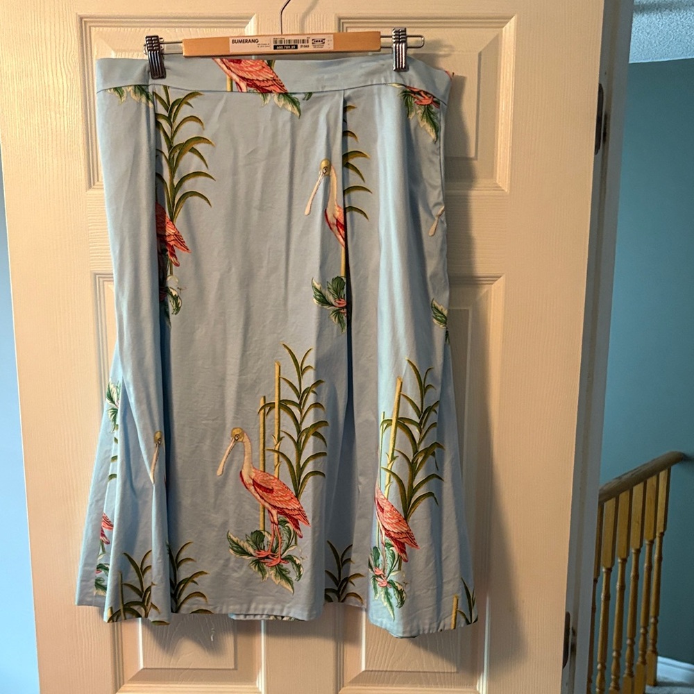 Ann Taylor A-Line Skirt with Flamingo Print